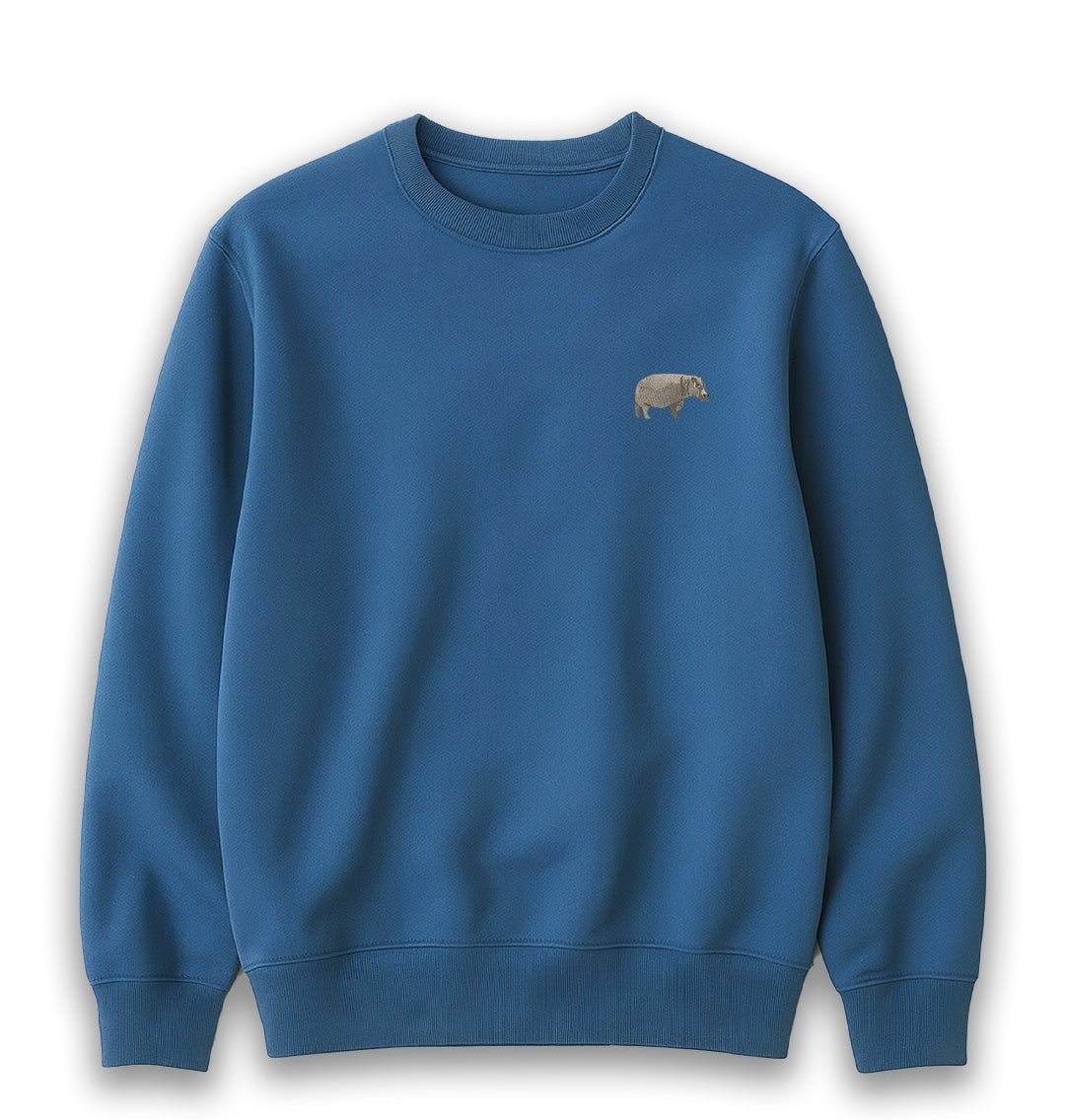 Hippo Womens Sweatshirt - Unisex - Blue Panda