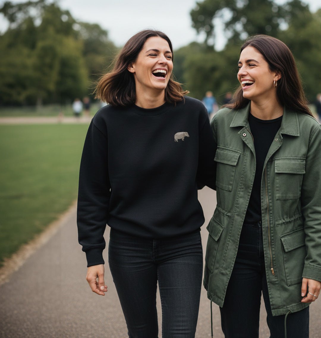 Hippo Womens Sweatshirt - Unisex - Blue Panda