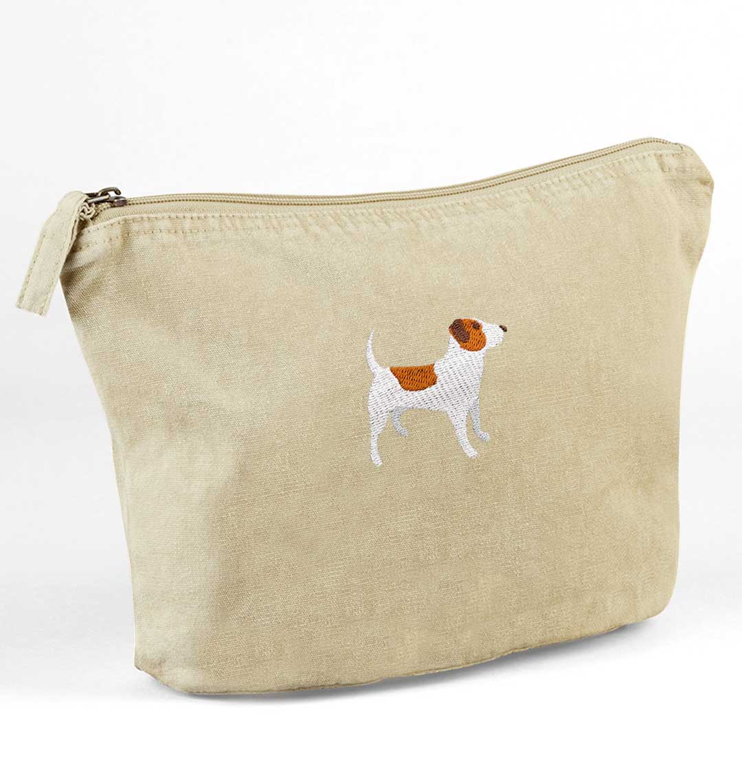 Jack Russell Recycled Cotton Accessory Pouch - Blue Panda
