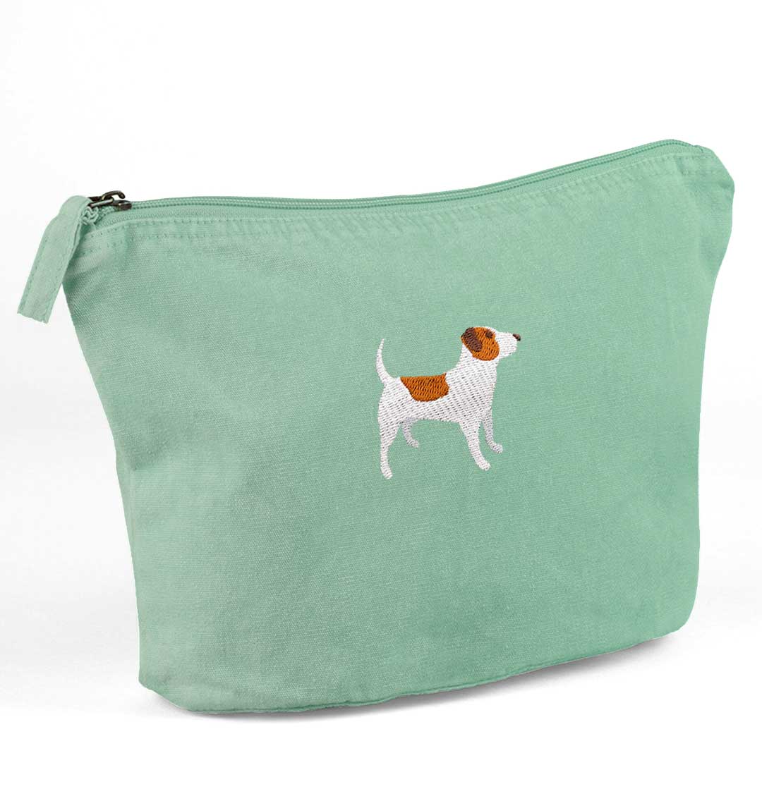 Jack Russell Recycled Cotton Accessory Pouch - Blue Panda