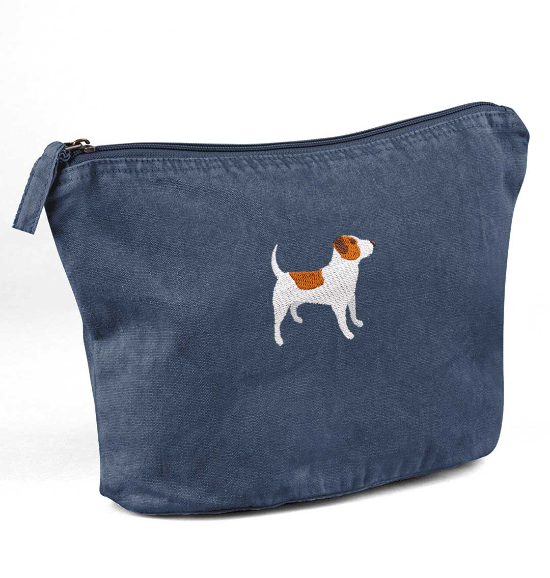 Jack Russell Recycled Cotton Accessory Pouch - Blue Panda
