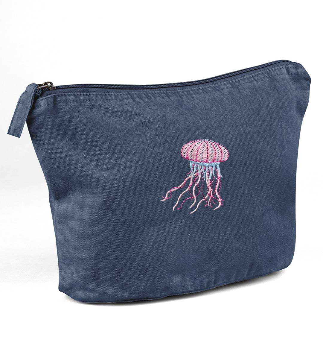 Jellyfish Recycled Cotton Accessory Pouch - Blue Panda