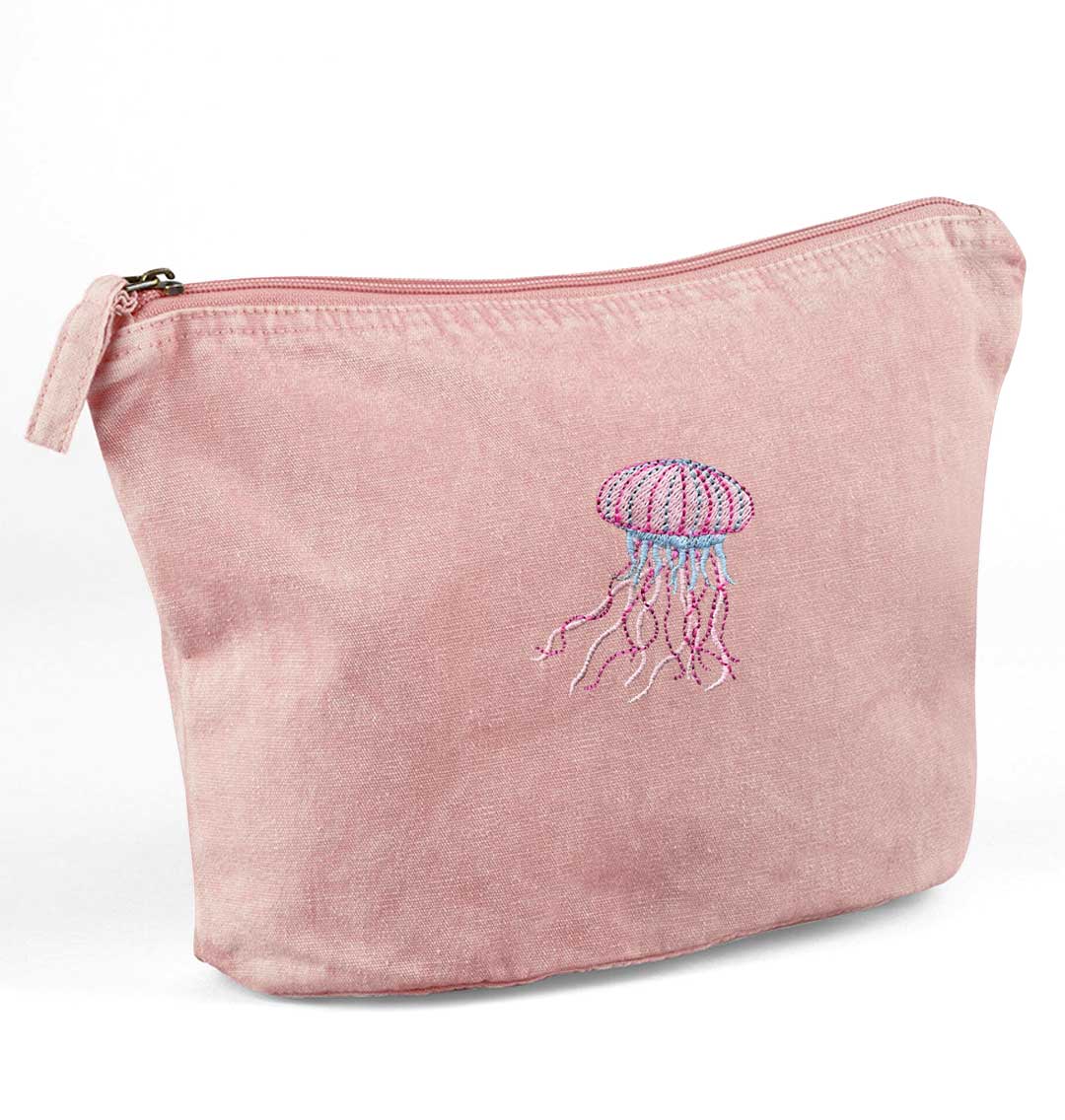 Jellyfish Recycled Cotton Accessory Pouch - Blue Panda