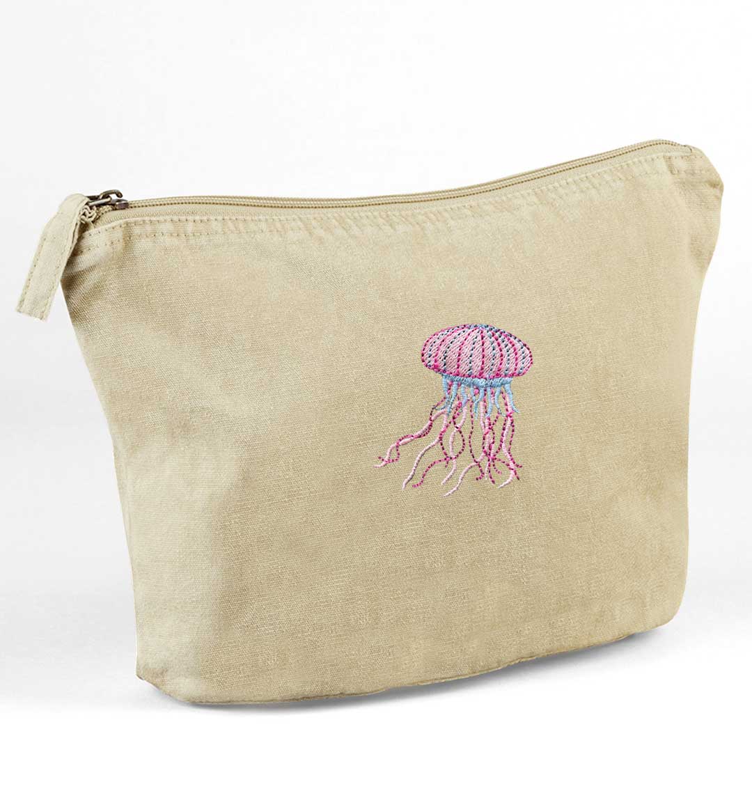 Jellyfish Recycled Cotton Accessory Pouch - Blue Panda