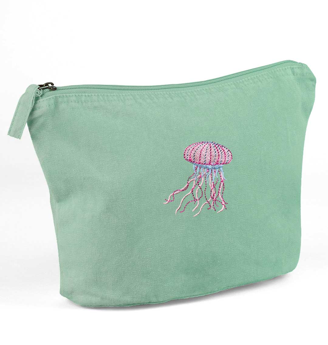 Jellyfish Recycled Cotton Accessory Pouch - Blue Panda