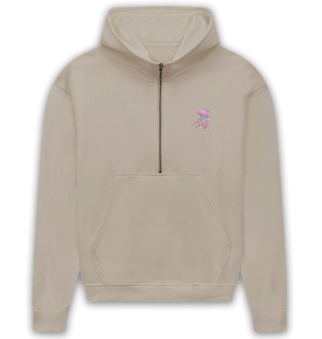 Jellyfish Womens Half - Zip Hoodie - Blue Panda