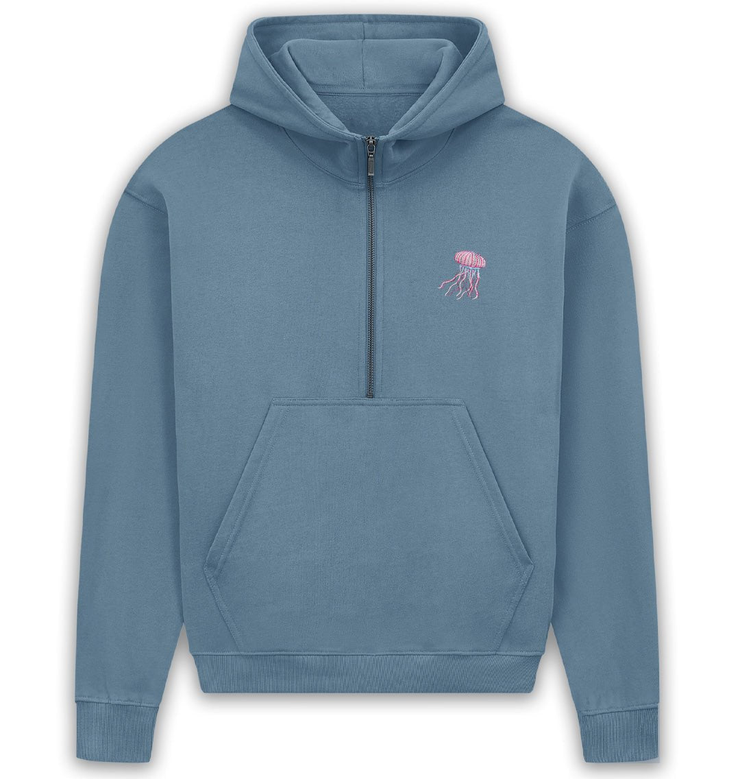 Jellyfish Womens Half - Zip Hoodie - Blue Panda