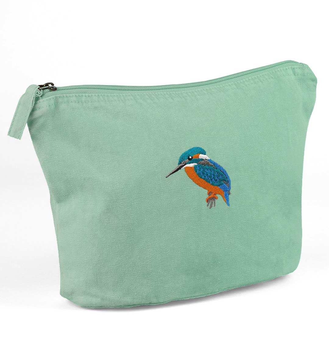 Kingfisher Recycled Cotton Accessory Pouch - Blue Panda