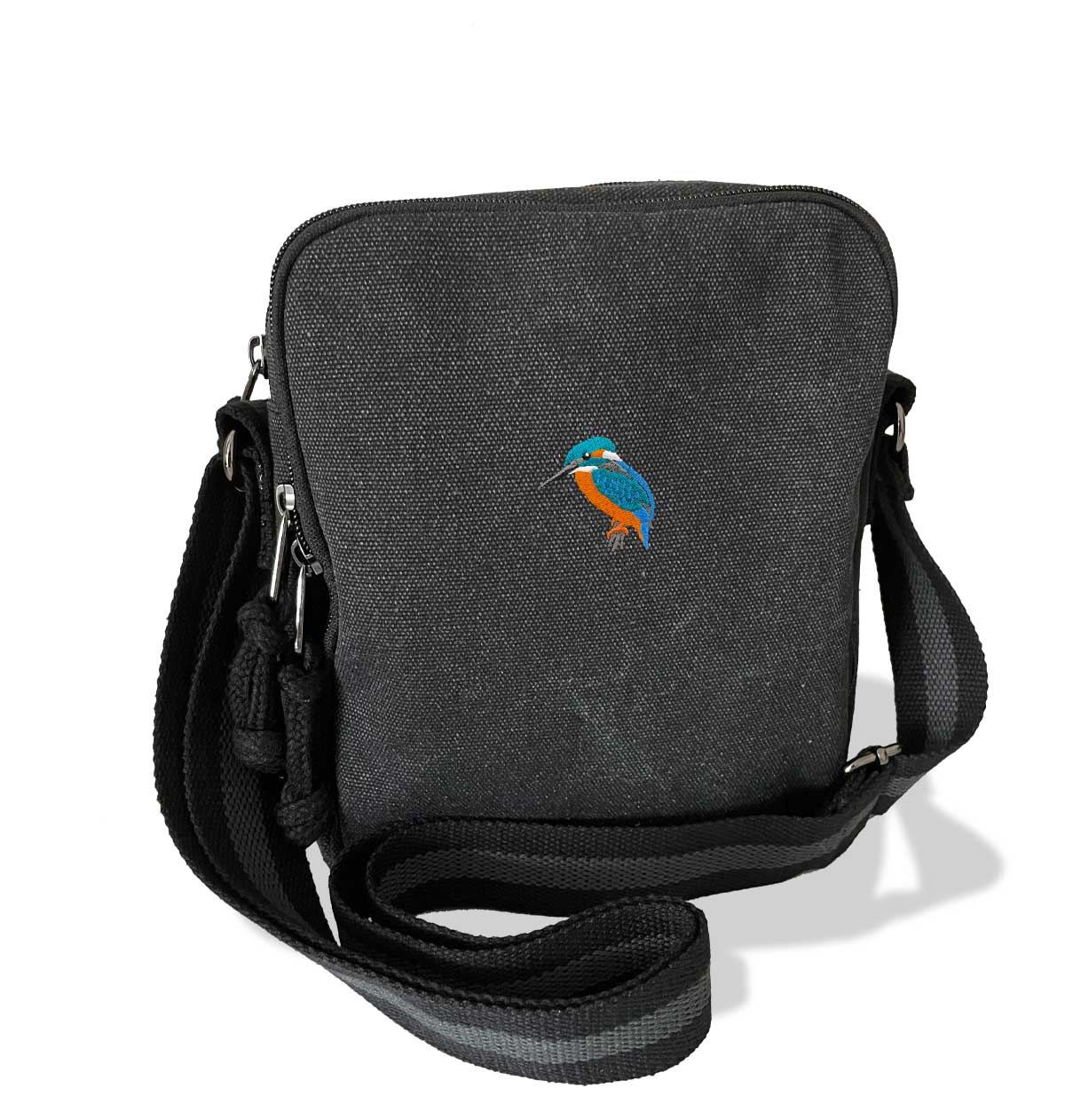 Kingfisher Vintage Canvas Cross-Body Hand Bag - Blue Panda