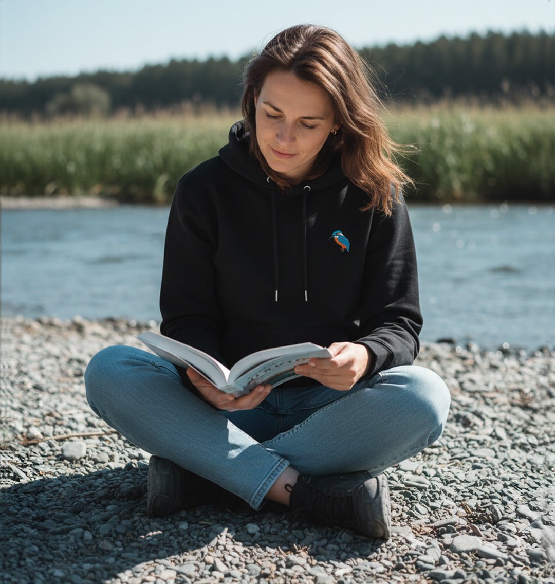 Kingfisher Womens Hoodie - Unisex - Blue Panda