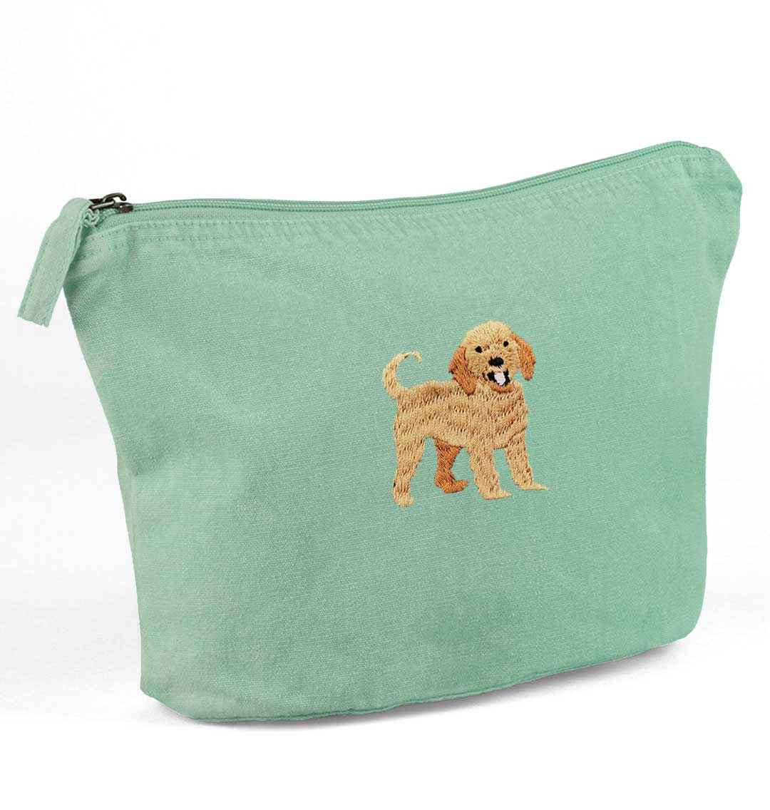 Labradoodle Recycled Cotton Accessory Pouch - Blue Panda