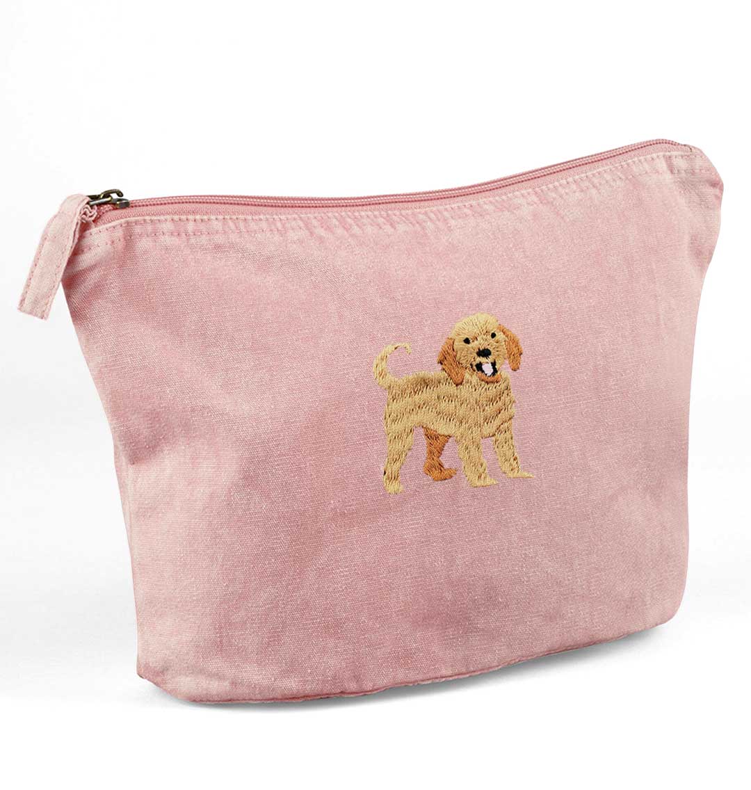 Labradoodle Recycled Cotton Accessory Pouch - Blue Panda
