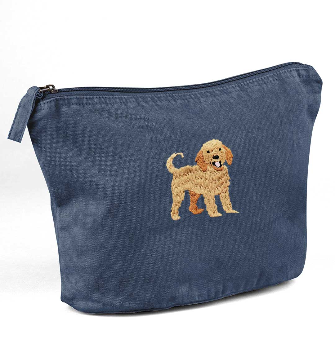 Labradoodle Recycled Cotton Accessory Pouch - Blue Panda