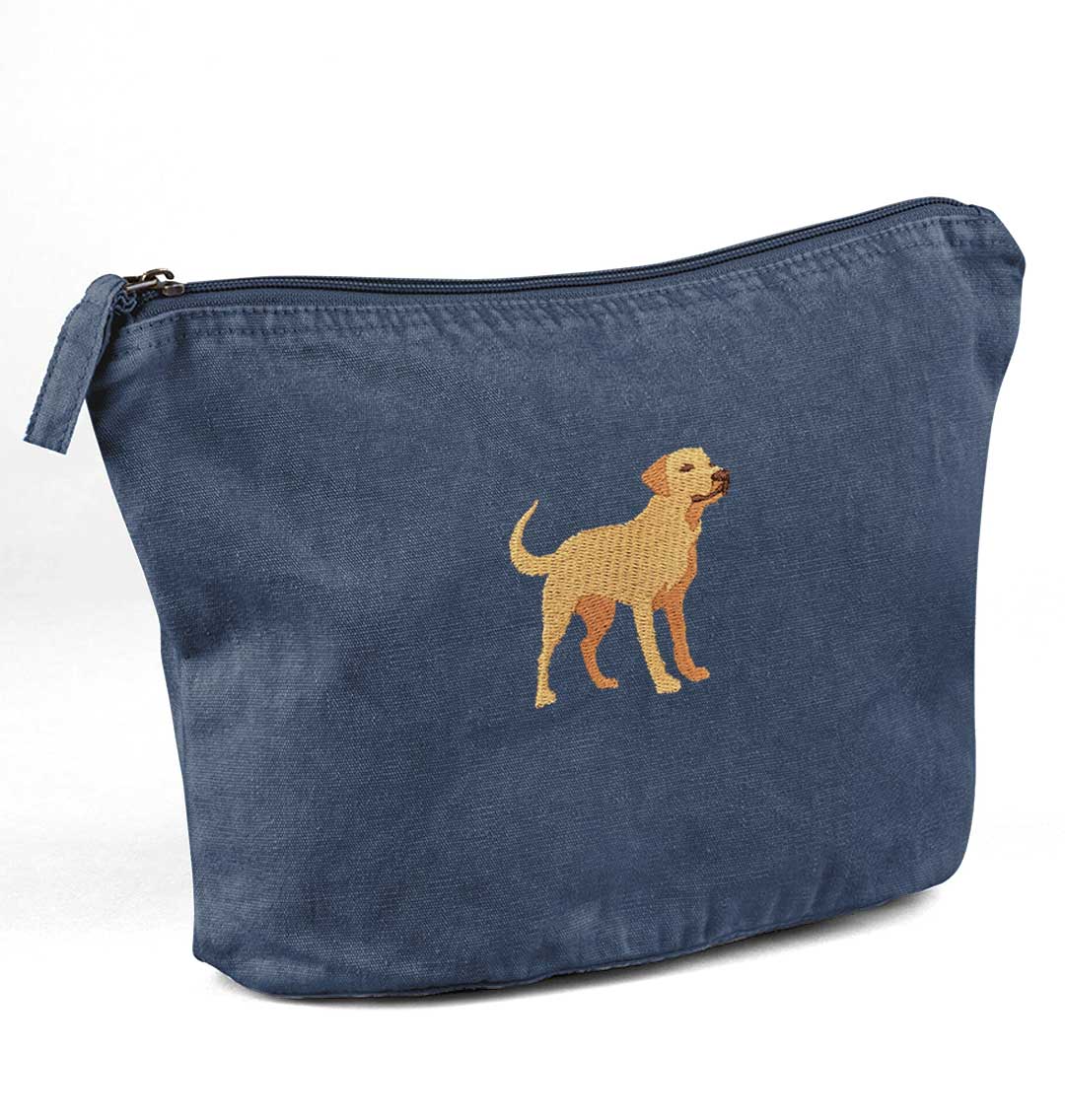 Labrador Recycled Cotton Accessory Pouch - Blue Panda
