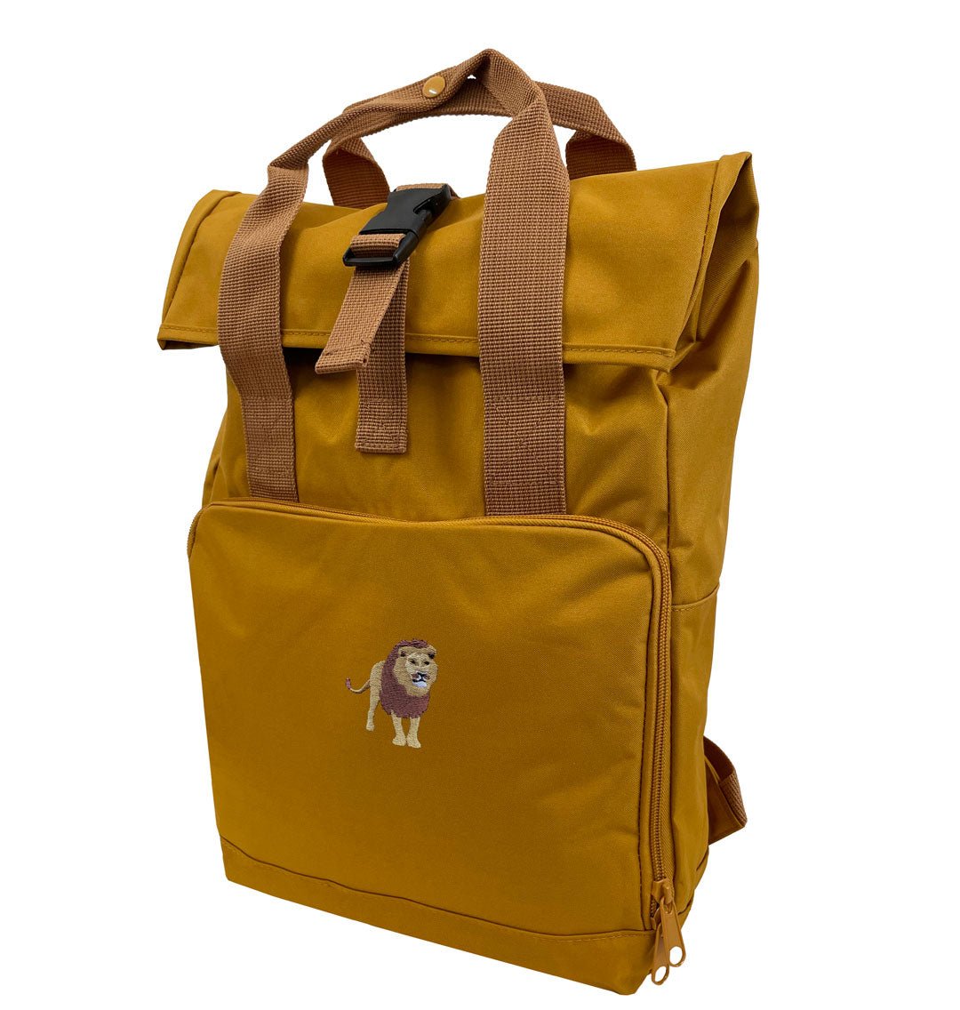 Lion Everyday Roll-top Recycled Backpack - Blue Panda