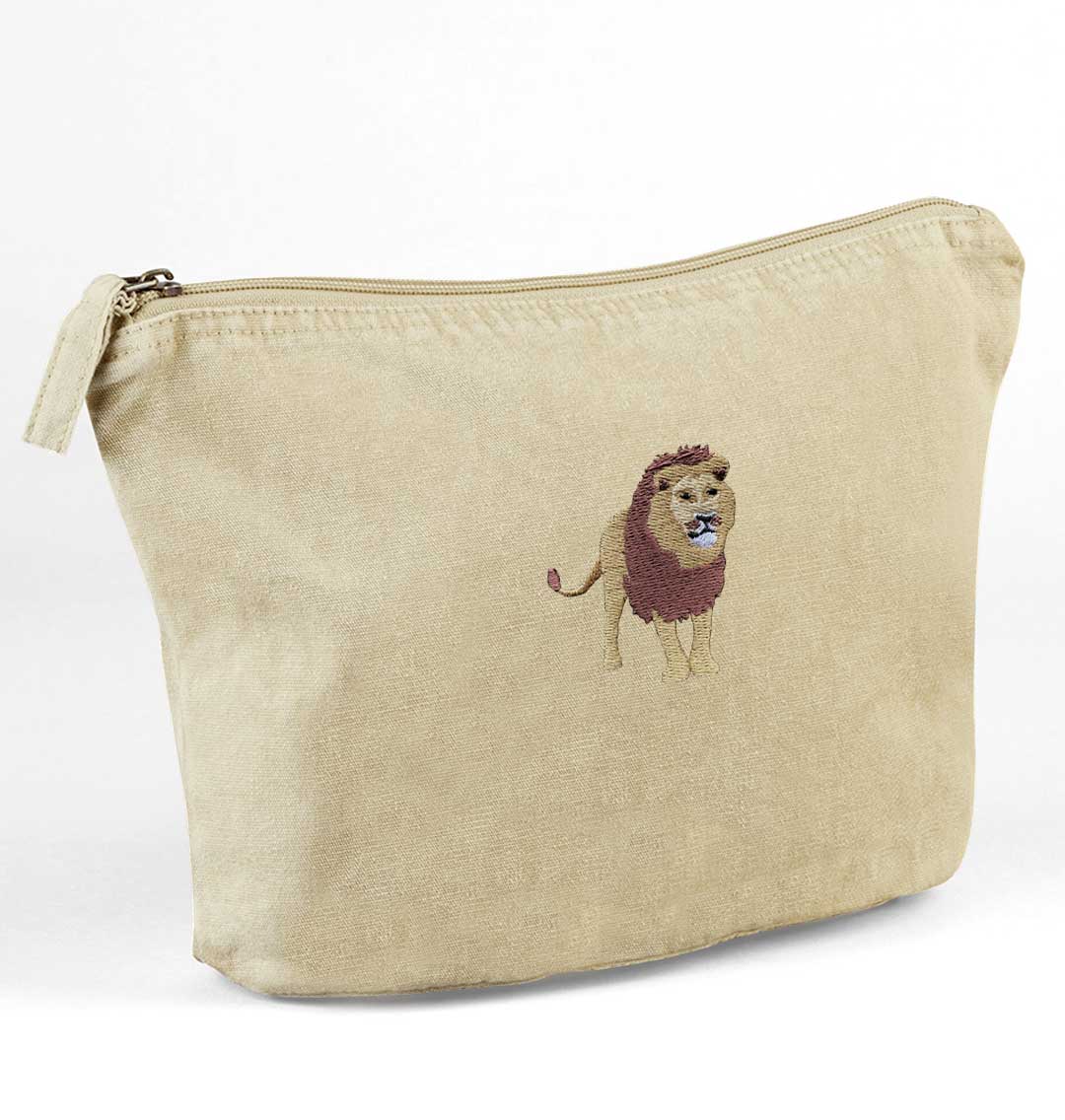 Lion Recycled Cotton Accessory Pouch - Blue Panda