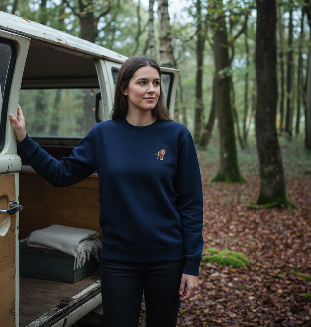 Lion Womens Sweatshirt - Unisex - Blue Panda