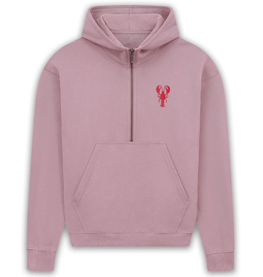 Lobster Womens Half - Zip Hoodie - Blue Panda