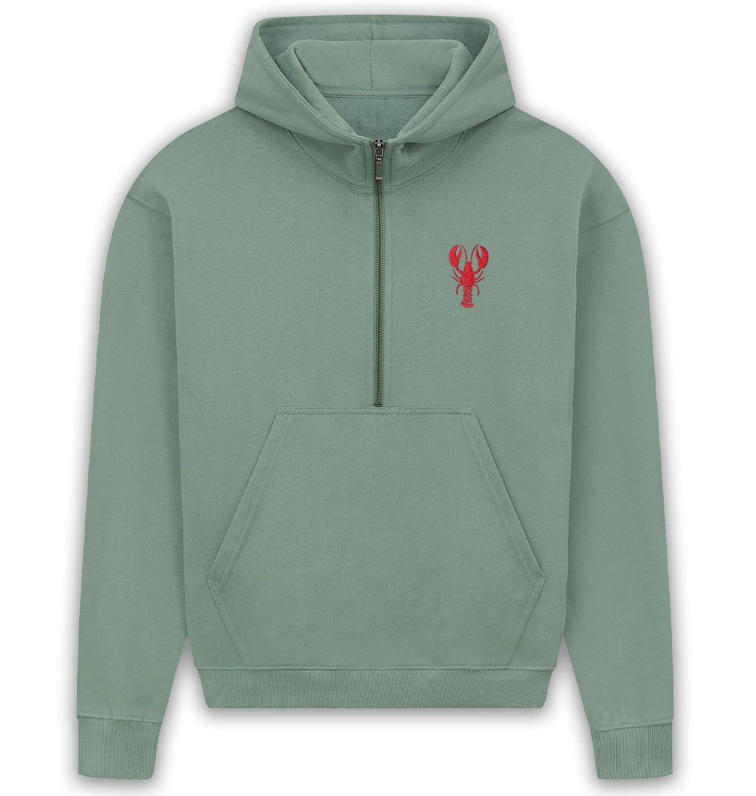 Lobster Womens Half - Zip Hoodie - Blue Panda
