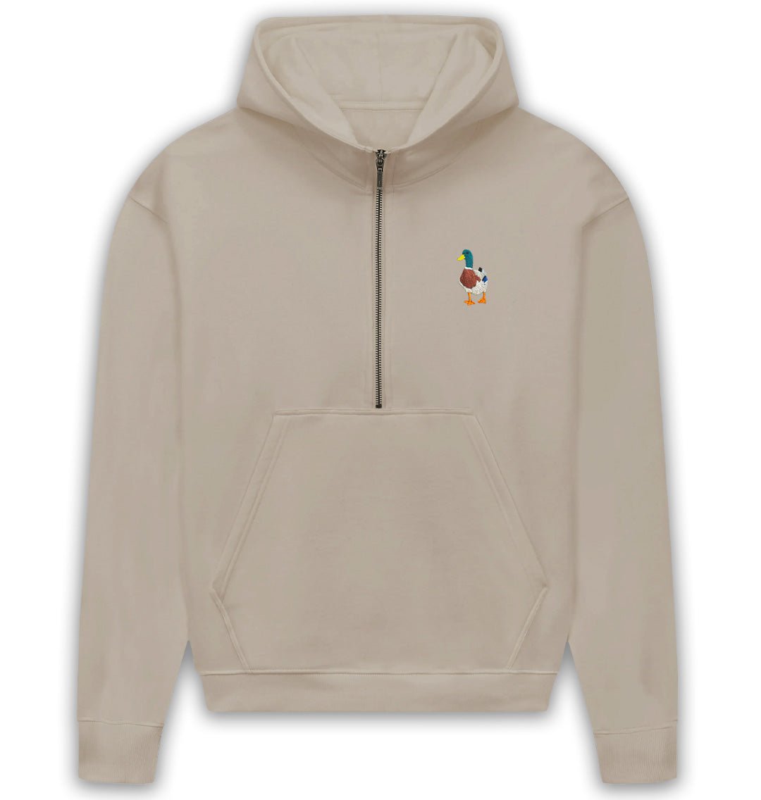 Mallard Duck Womens Half - Zip Hoodie - Blue Panda