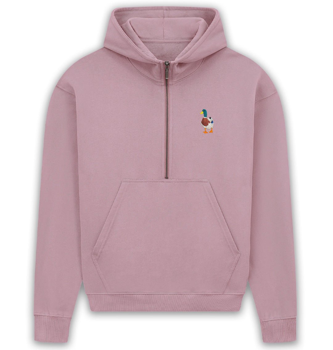 Mallard Duck Womens Half - Zip Hoodie - Blue Panda
