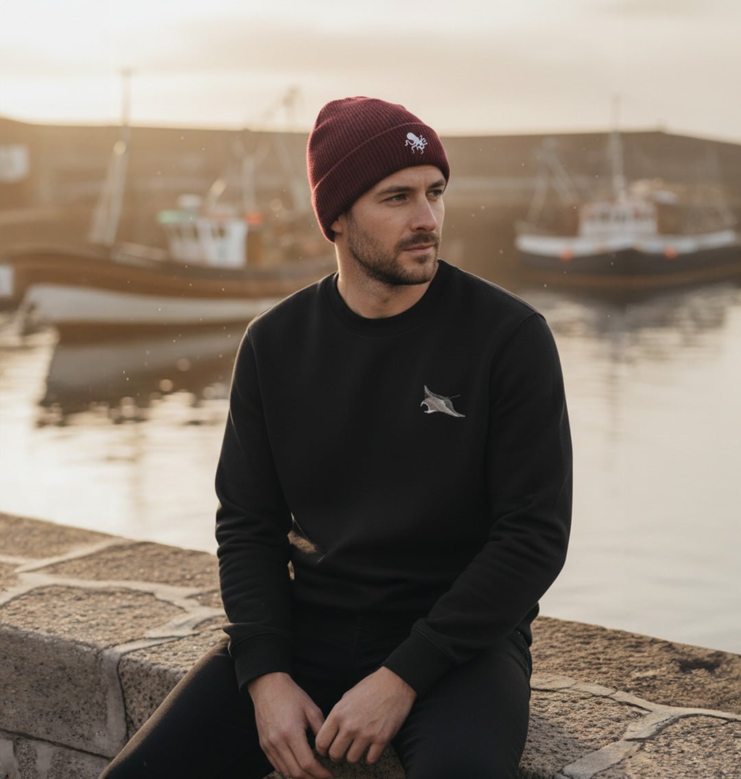 Manta Ray Mens Sweatshirt - Blue Panda