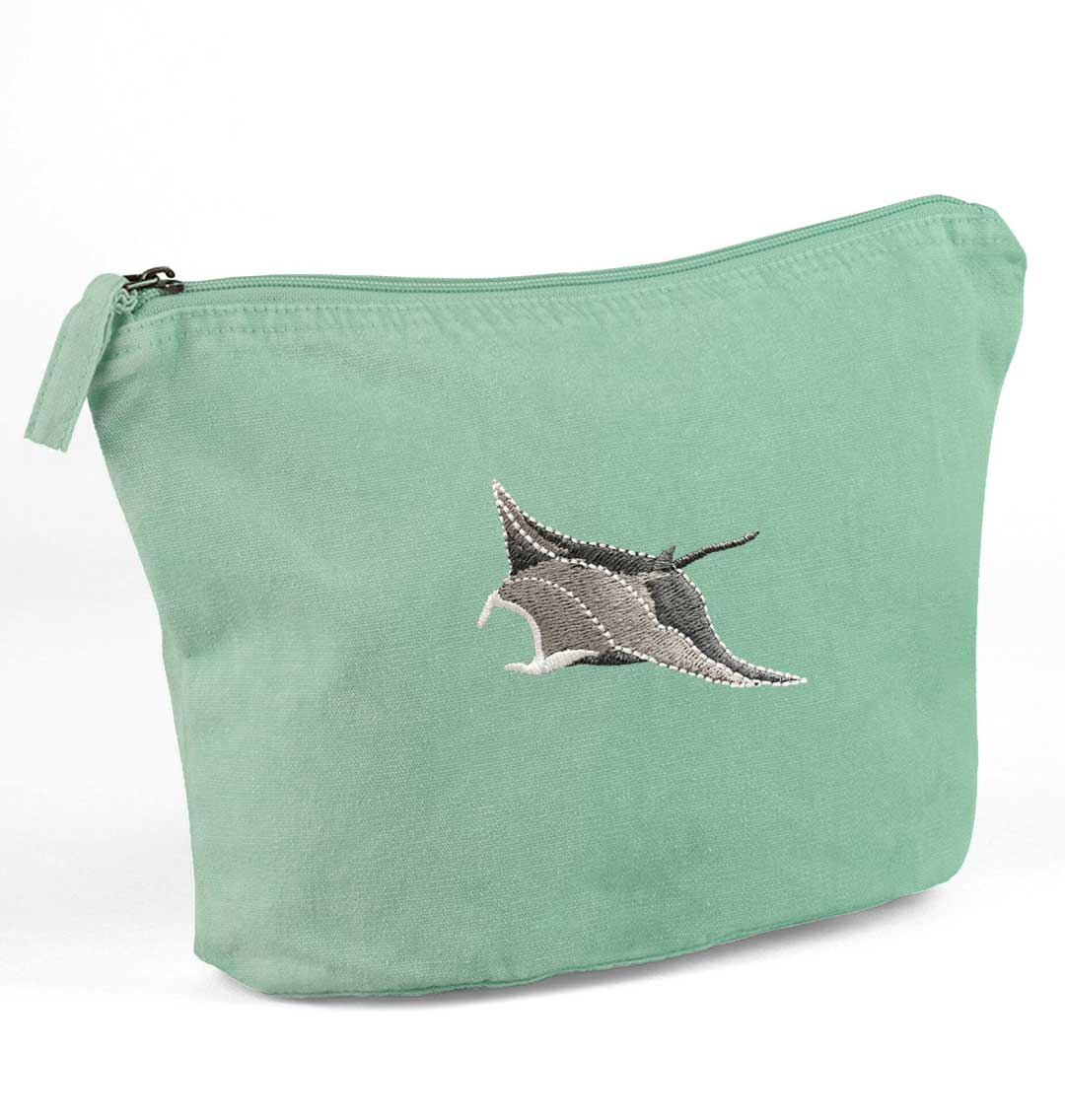 Manta Ray Recycled Cotton Accessory Pouch - Blue Panda
