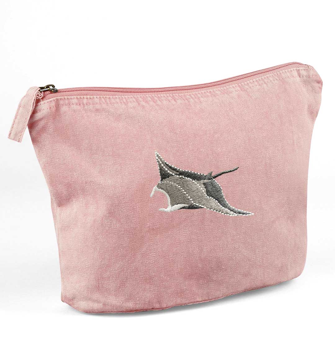 Manta Ray Recycled Cotton Accessory Pouch - Blue Panda