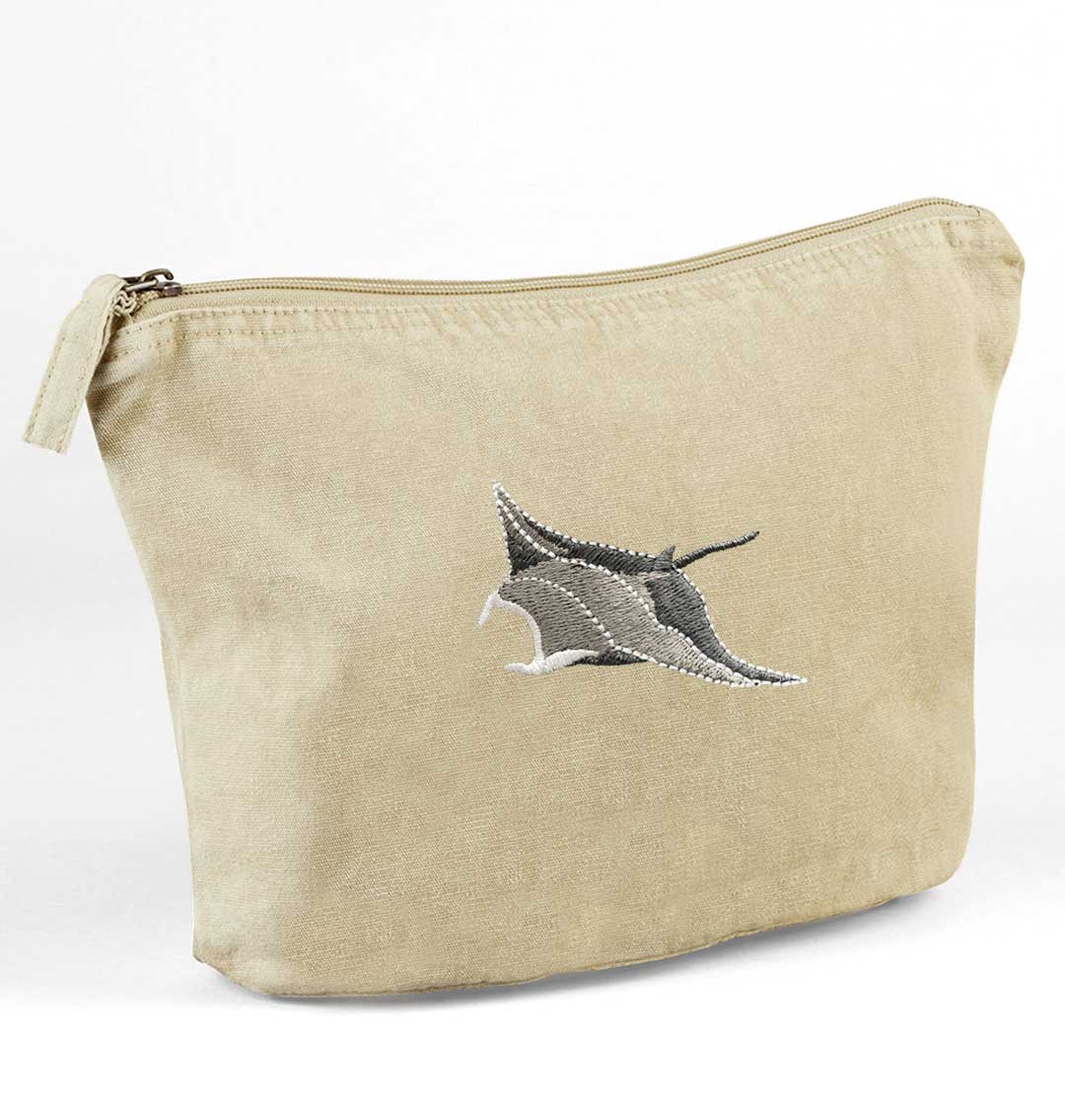 Manta Ray Recycled Cotton Accessory Pouch - Blue Panda