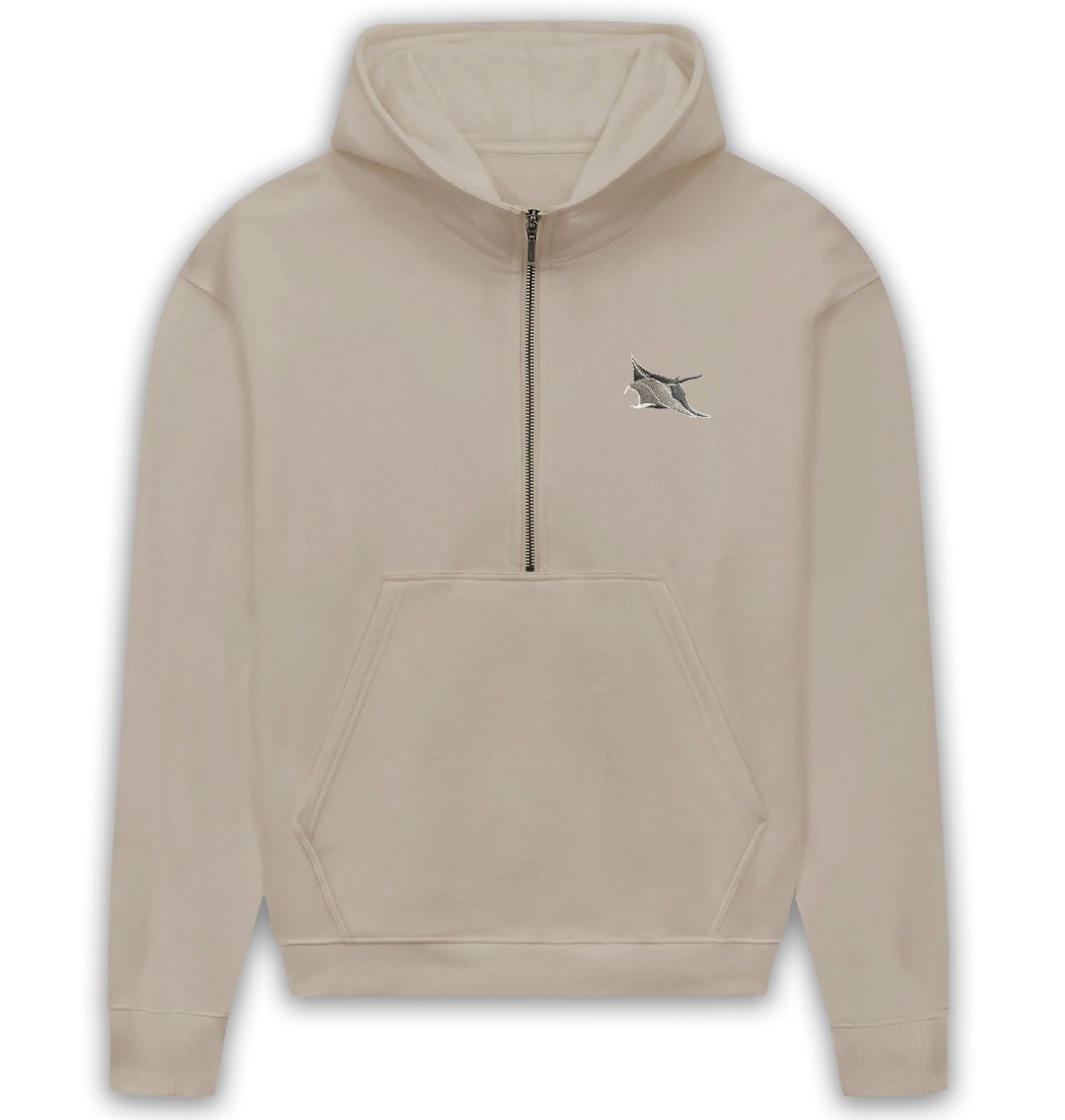 Manta Ray Womens Half - Zip Hoodie - Blue Panda