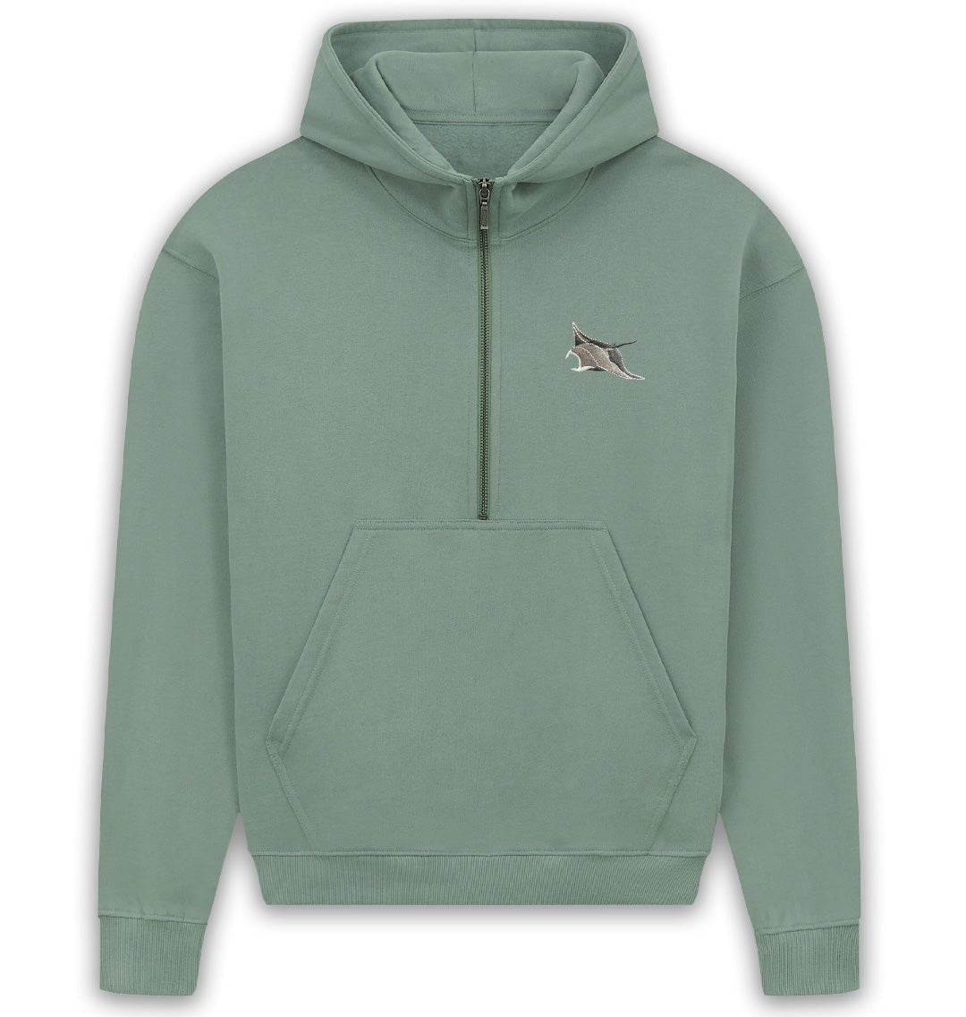 Manta Ray Womens Half - Zip Hoodie - Blue Panda