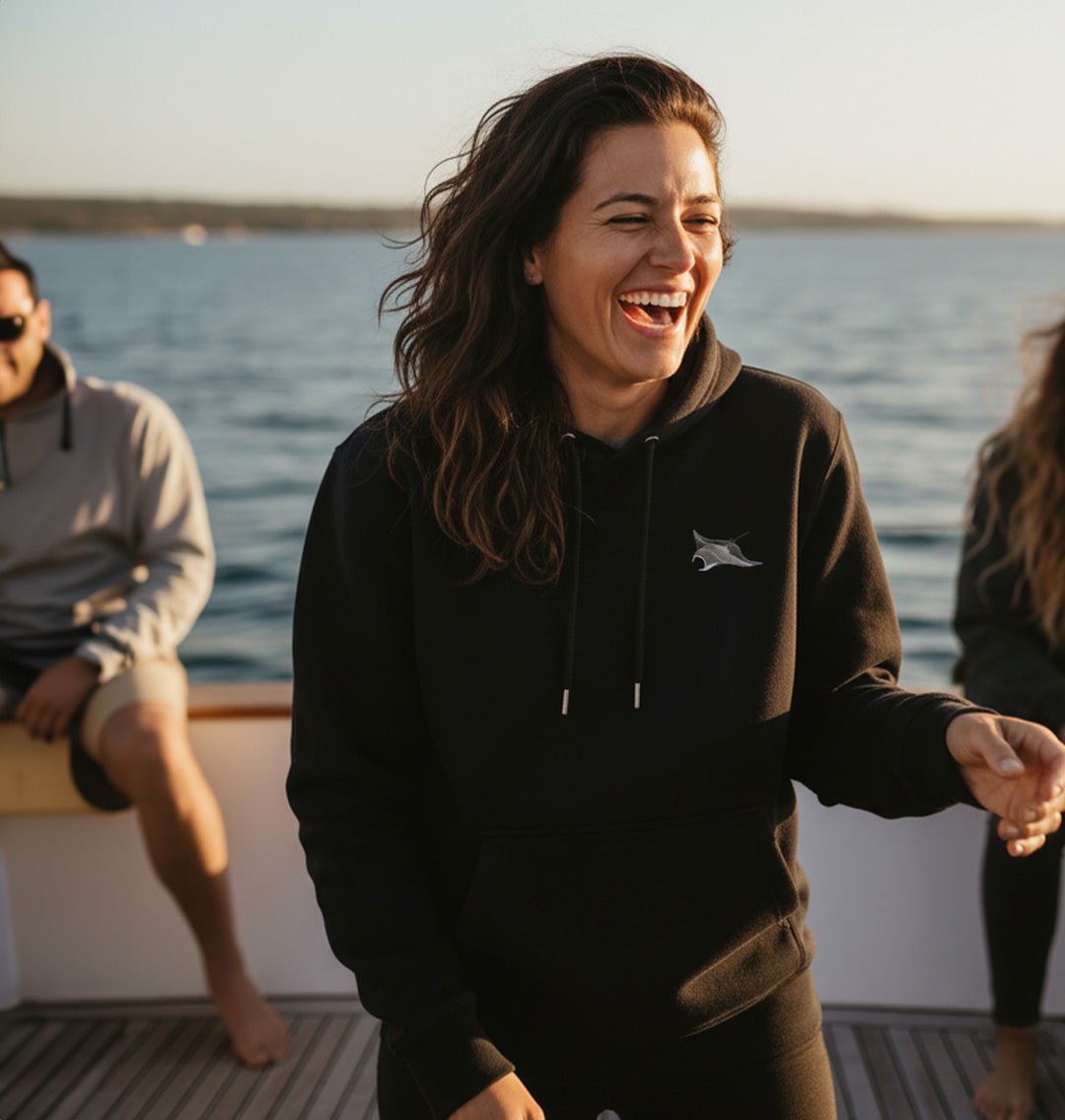 Manta Ray Womens Hoodie - Unisex - Blue Panda
