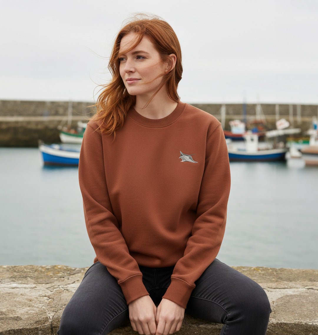 Manta Ray Womens Sweatshirt - Unisex - Blue Panda