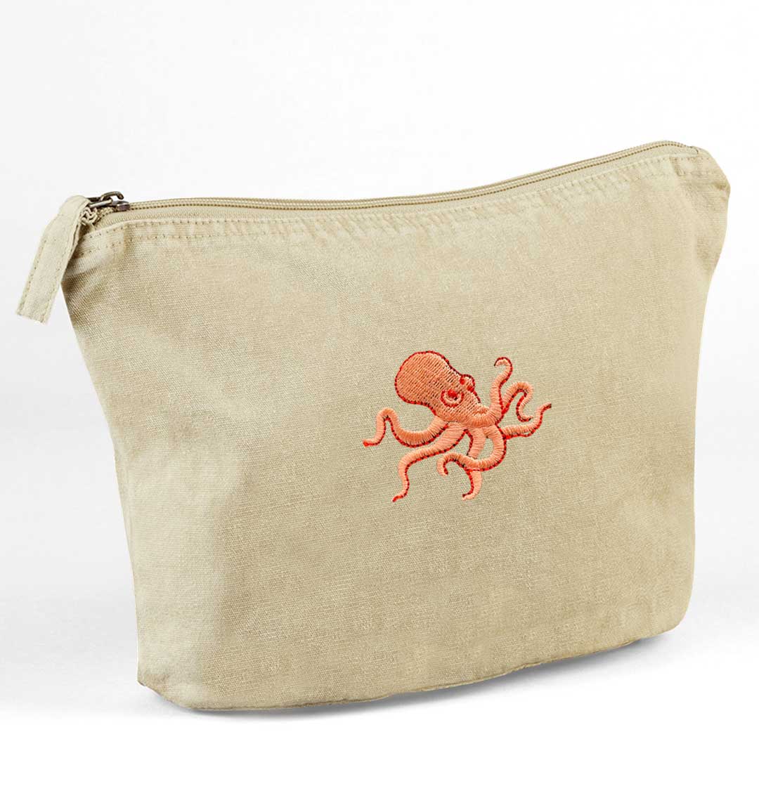 Octopus Recycled Cotton Accessory Pouch - Blue Panda