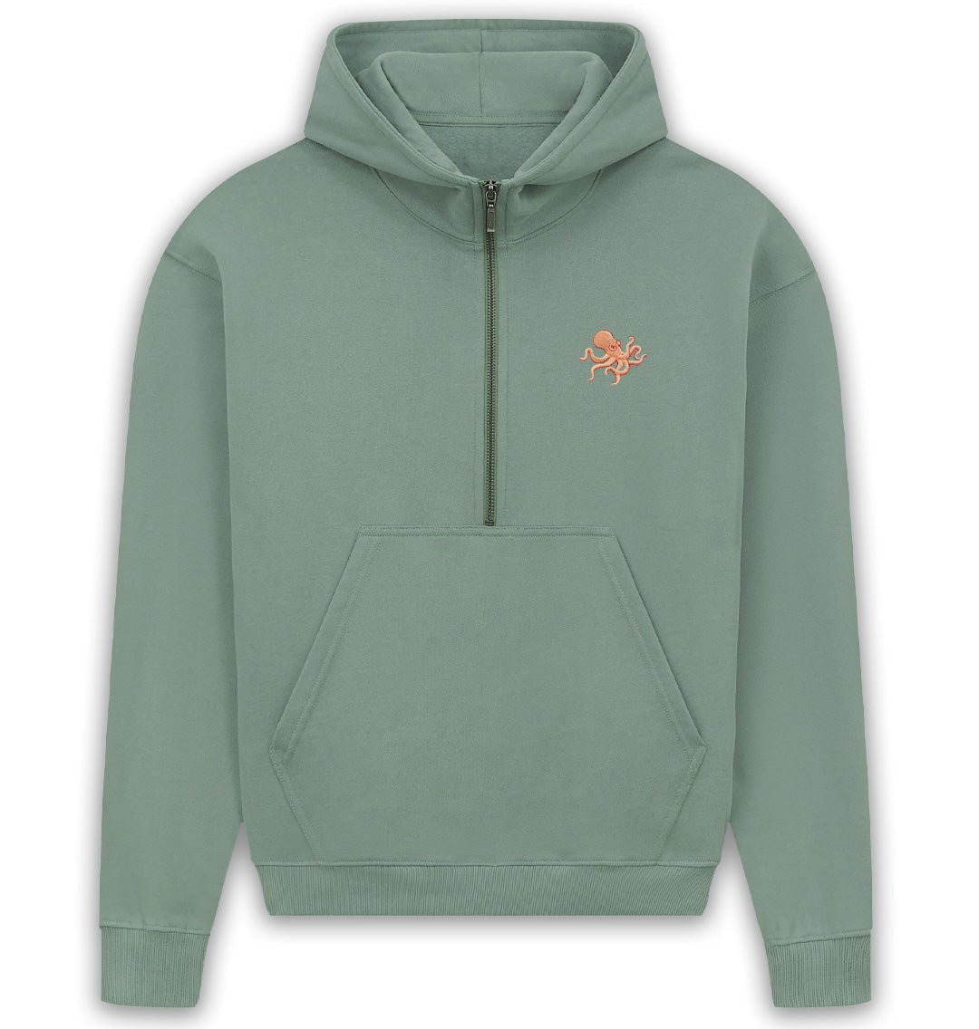 Octopus Womens Half - Zip Hoodie - Blue Panda