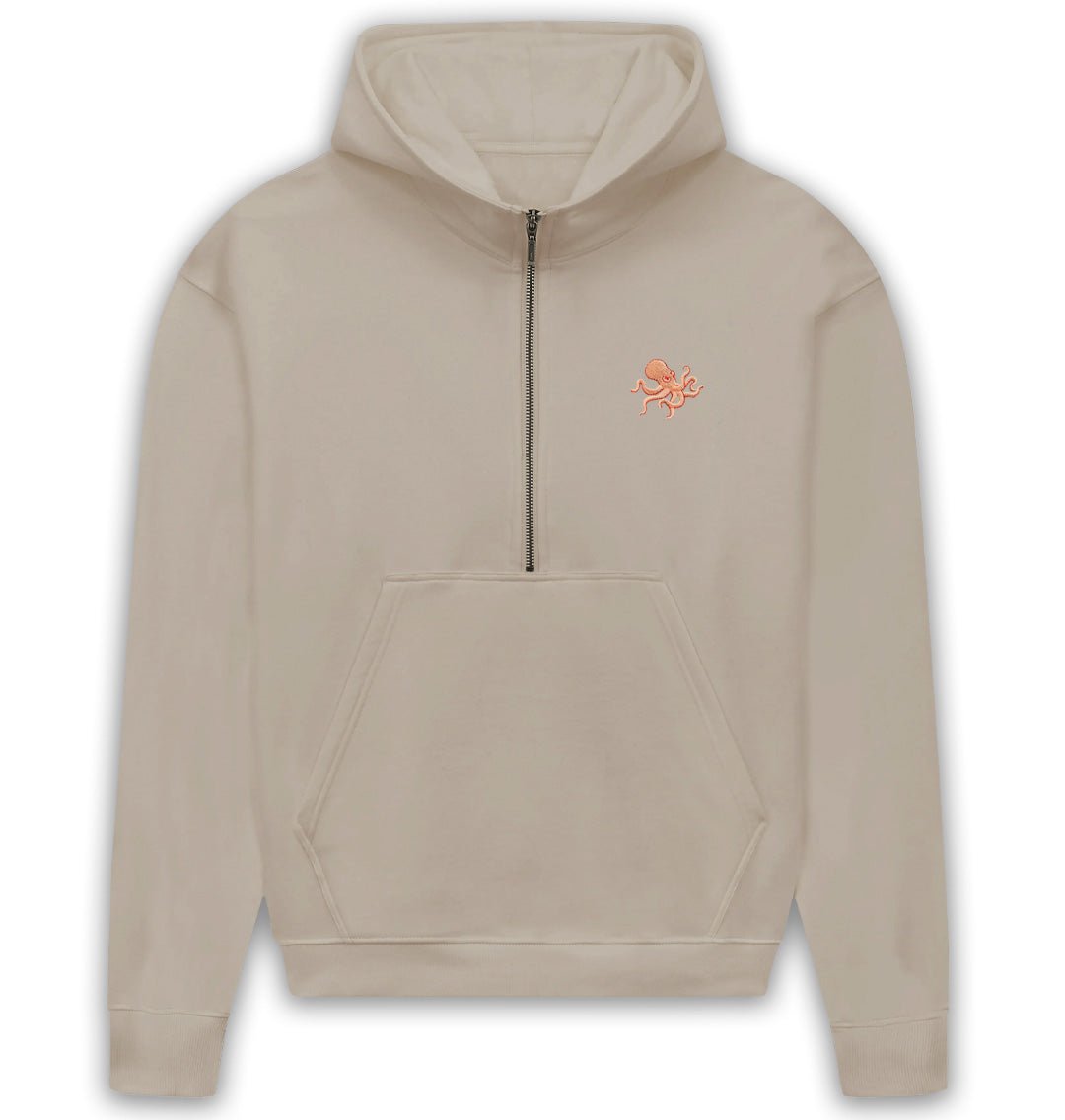 Octopus Womens Half - Zip Hoodie - Blue Panda