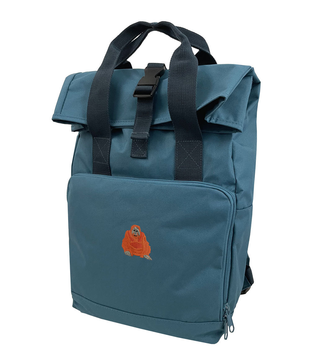Orangutan Everyday Roll-top Recycled Backpack - Blue Panda