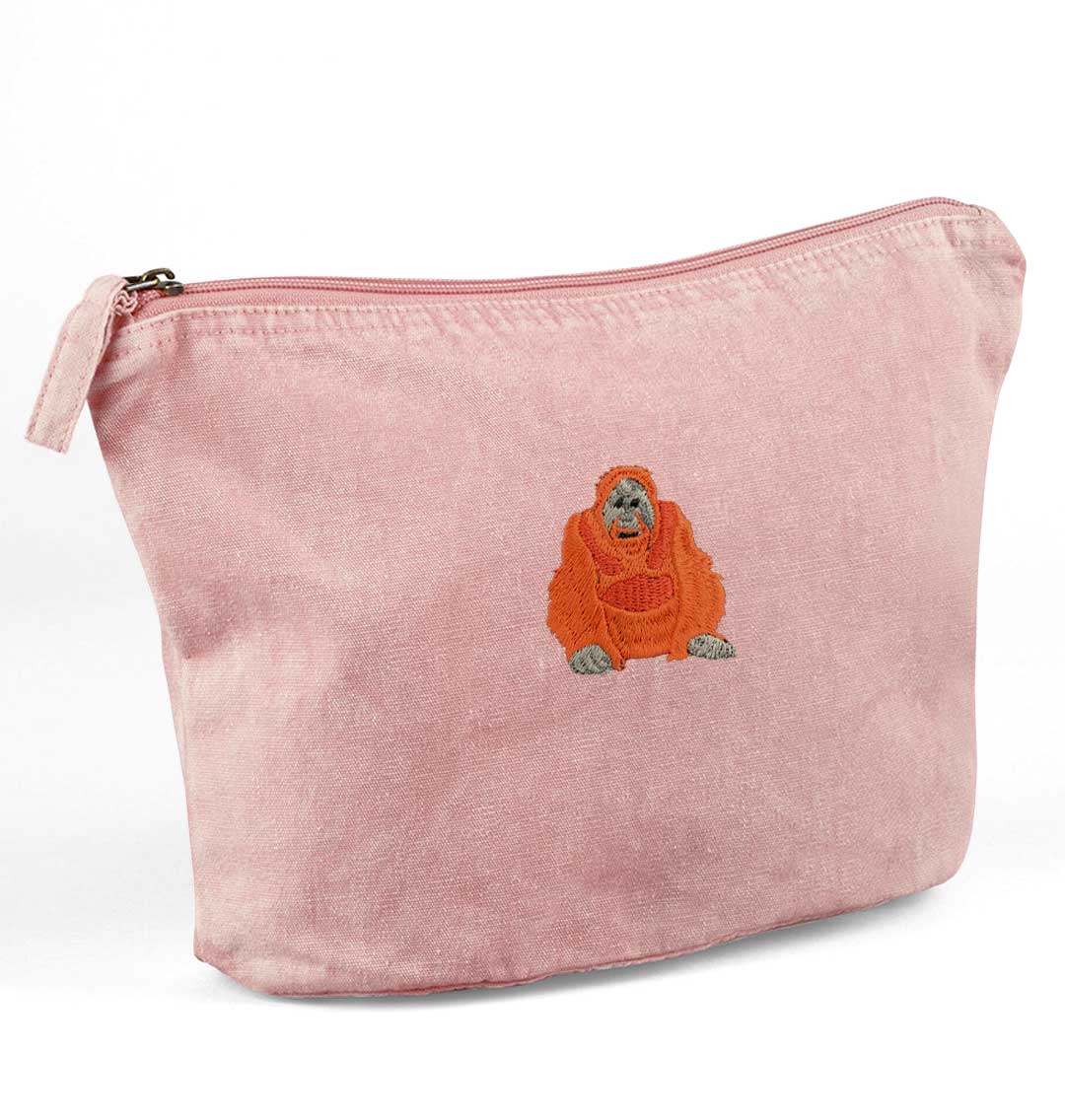 Orangutan Recycled Cotton Accessory Pouch - Blue Panda