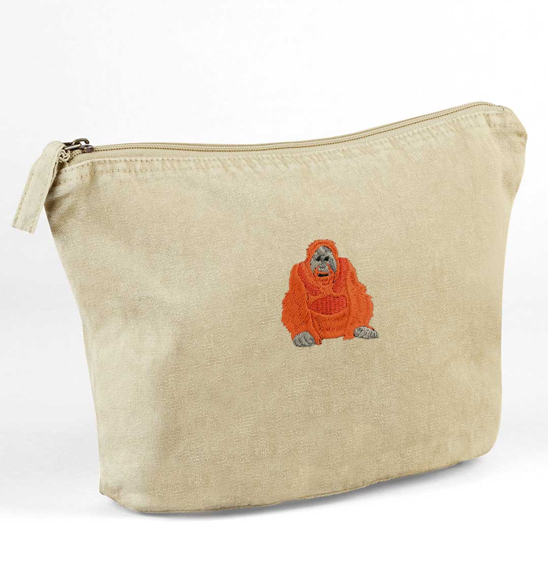 Orangutan Recycled Cotton Accessory Pouch - Blue Panda