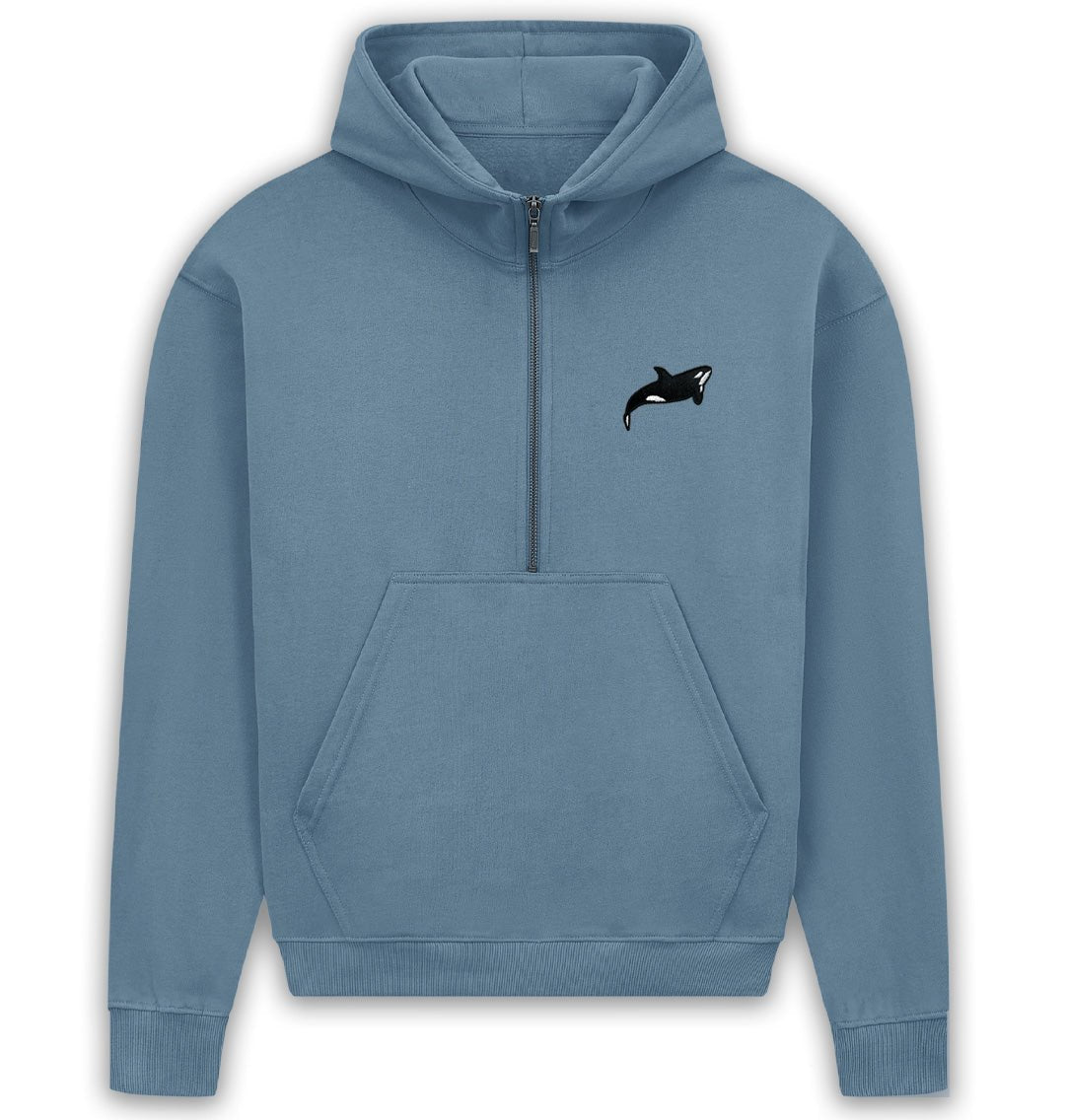 Orca Womens Half - Zip Hoodie - Blue Panda