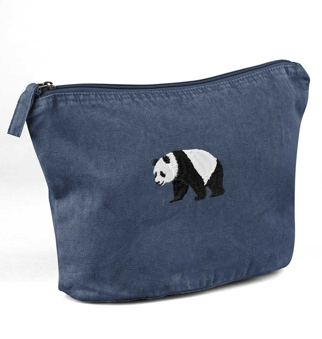 Panda Recycled Cotton Accessory Pouch - Blue Panda