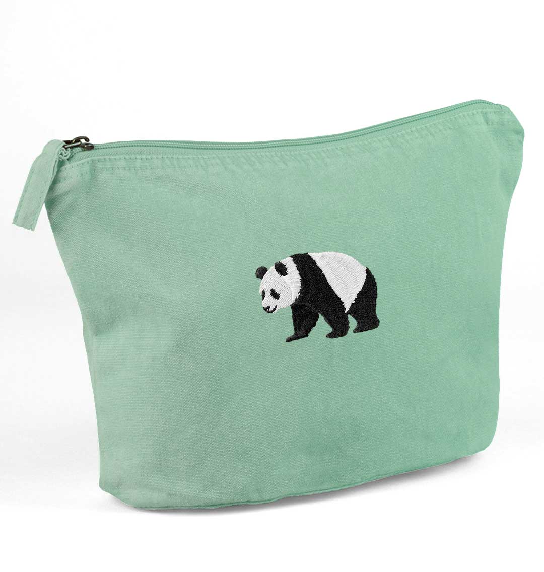 Panda Recycled Cotton Accessory Pouch - Blue Panda