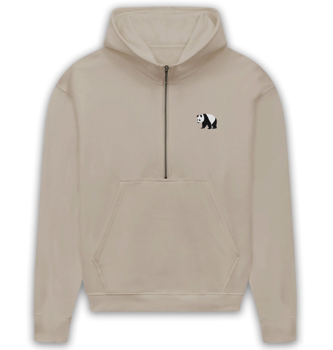 Panda Womens Half - Zip Hoodie - Blue Panda