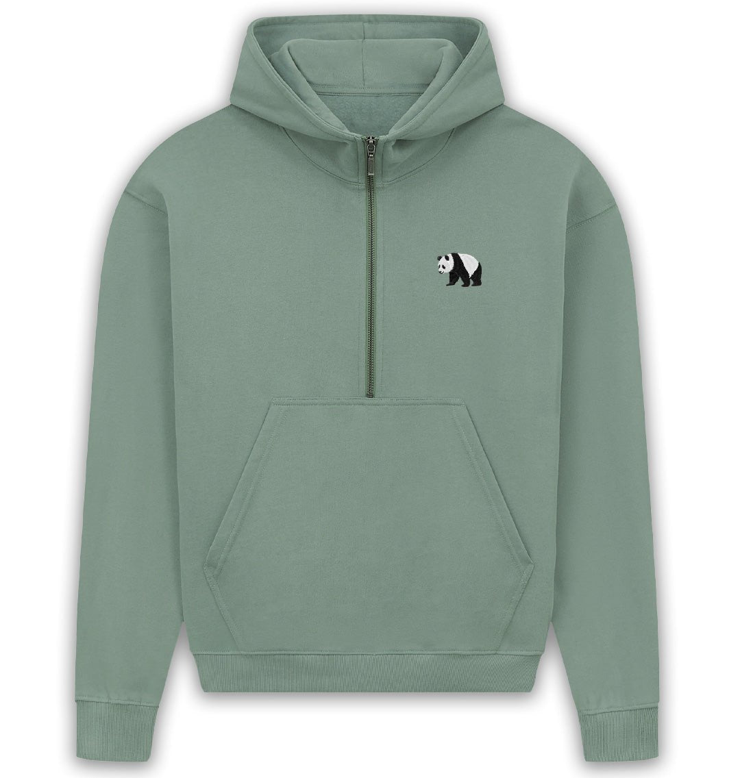 Panda Womens Half - Zip Hoodie - Blue Panda