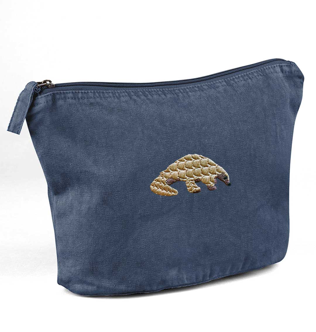 Pangolin Recycled Cotton Accessory Pouch - Blue Panda