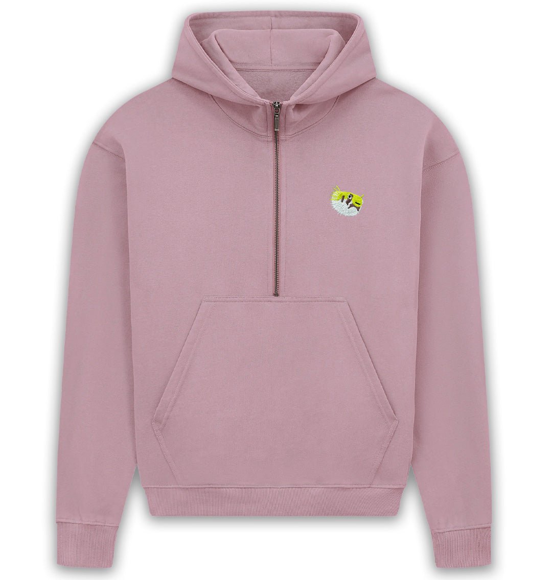 Pufferfish Womens Half - Zip Hoodie - Blue Panda