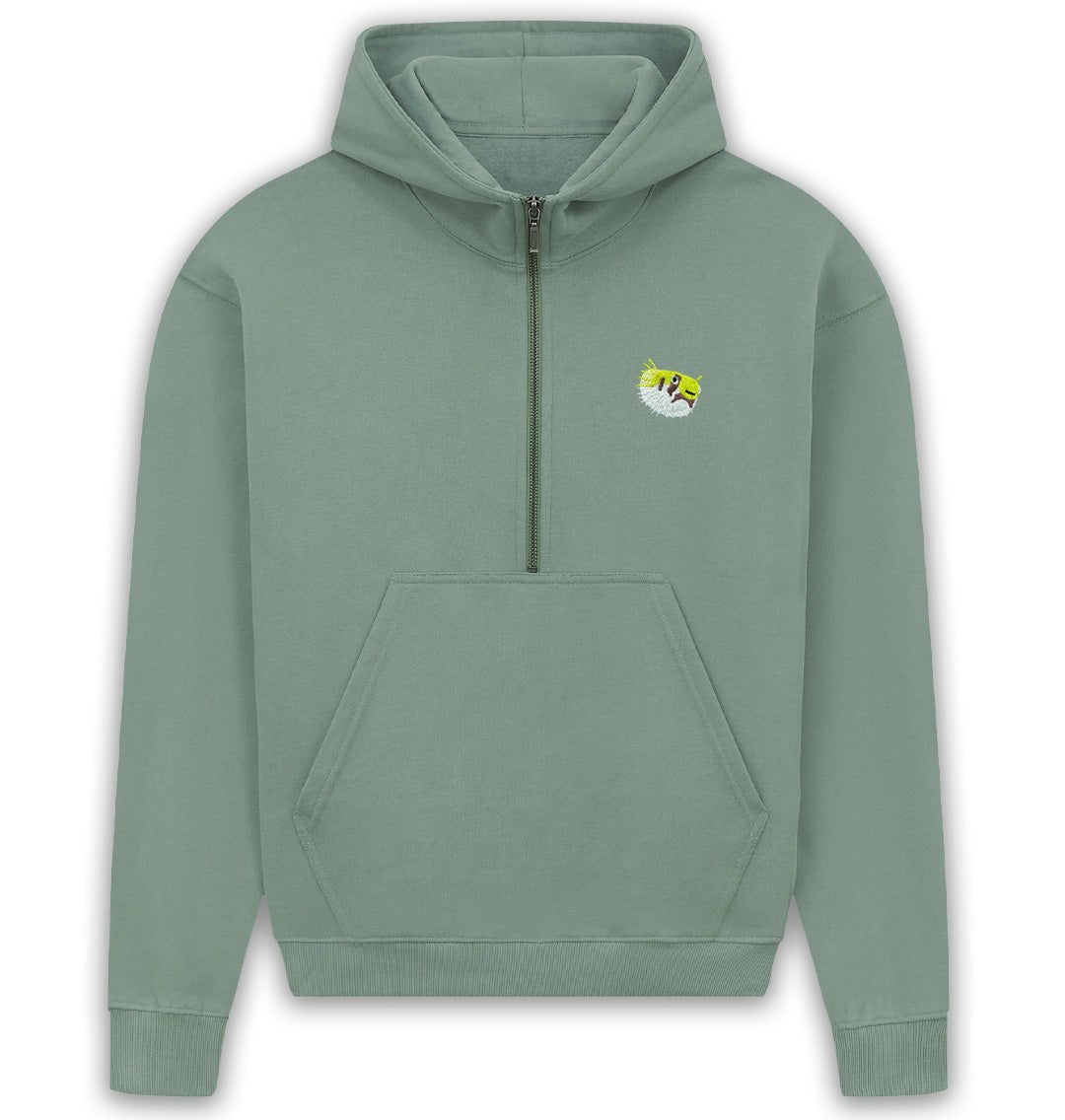 Pufferfish Womens Half - Zip Hoodie - Blue Panda