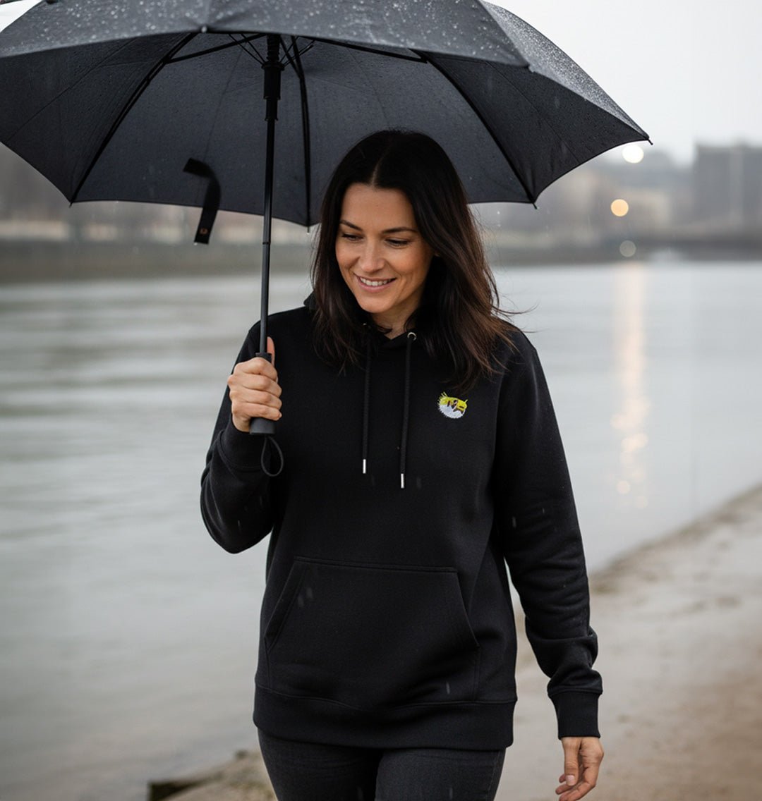 Pufferfish Womens Hoodie - Unisex - Blue Panda