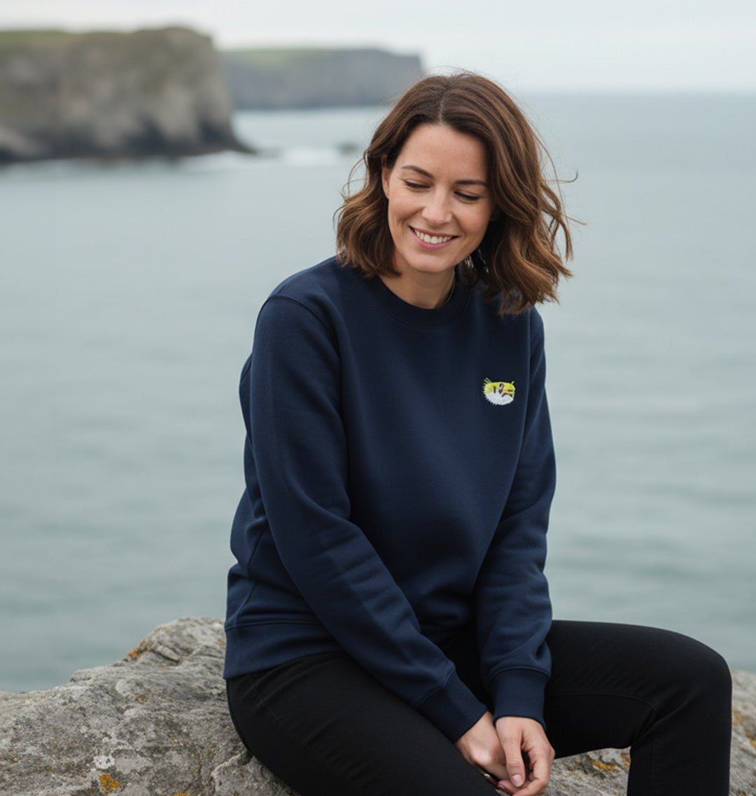 Pufferfish Womens Sweatshirt - Unisex - Blue Panda