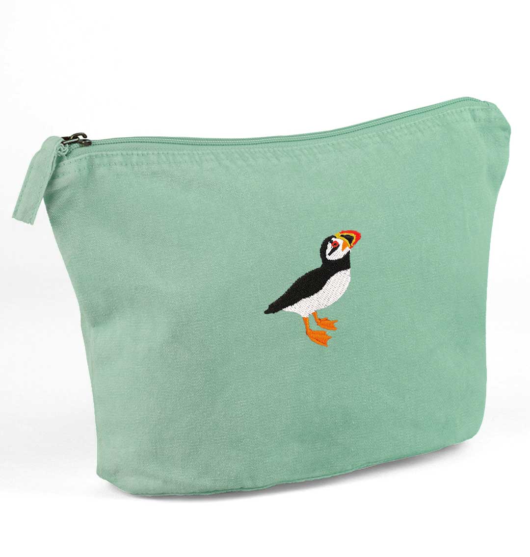 Puffin Recycled Cotton Accessory Pouch - Blue Panda